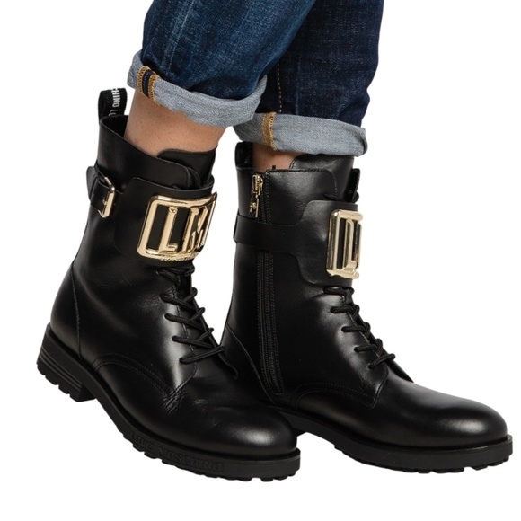 Authentic Love Moschino Leather Combat Boots - Picture 1 of 16